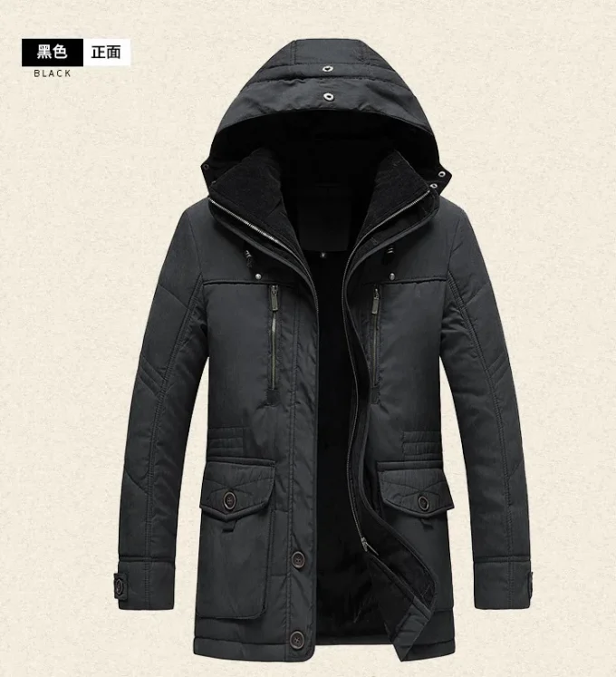 Winter Fleece Jacket Men Casual Parka Thick Thermal Coat Jackets Outwear Hooded Jacket Mens Clothes Plus Size - Image 2