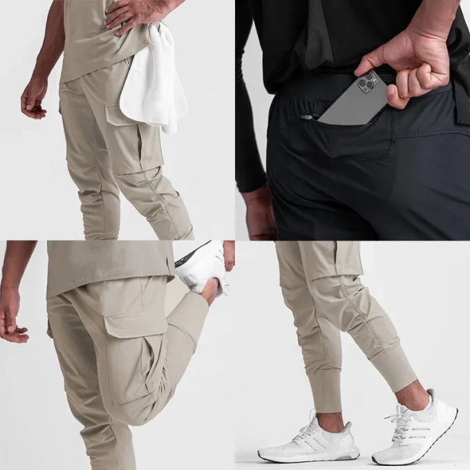 Custom Logo Fitness Workout Bottoms for Men Gym Training Clothing Plain Track Jogger Pants With Side Pockets - Image 2