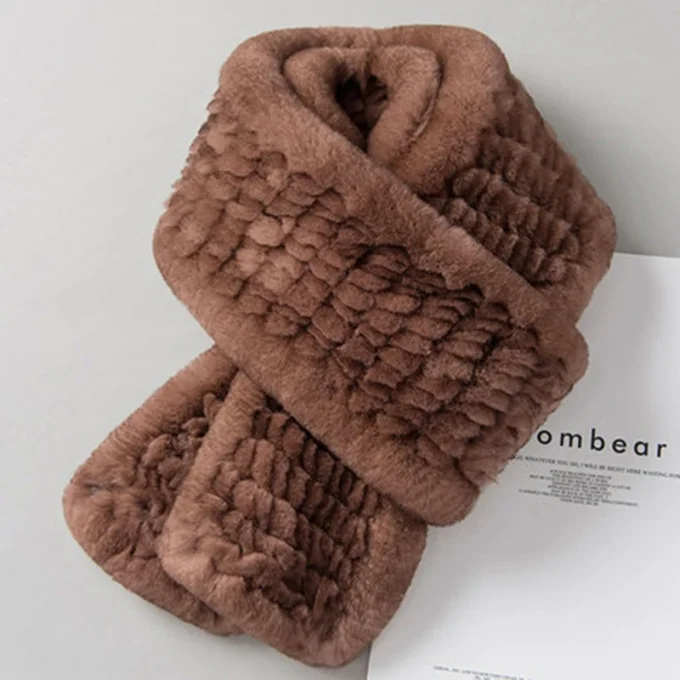 High Quality Fluffy Solid Color Winter Warm Fur Scarf Genuine Rabbit Fur Scarves for Women - Image 3