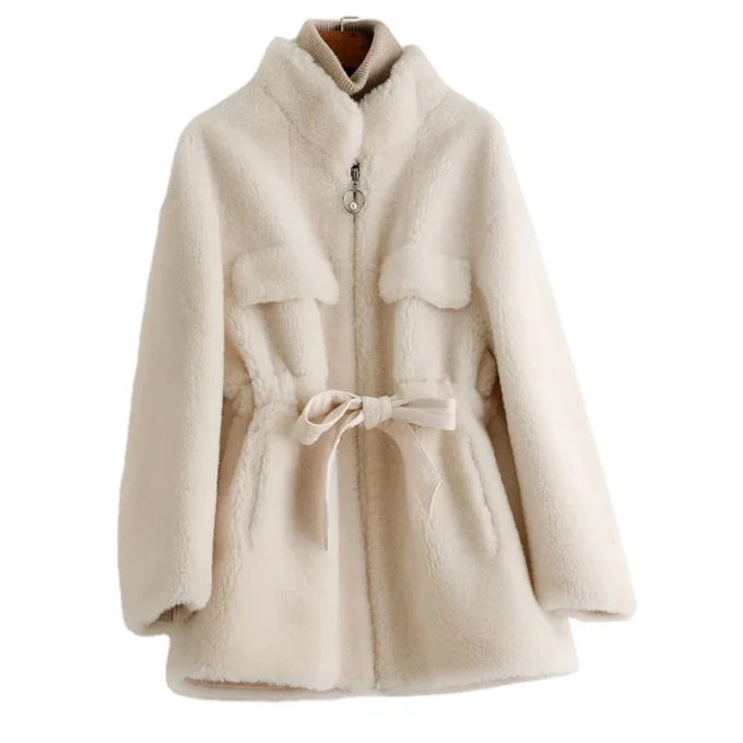 A50049 PUDI Women Winter Real Wool Fur Coat Oversize Female Warm Jacket Real Sheep Shearing Fur Coats Lady Jacket Outerwear - Image 6
