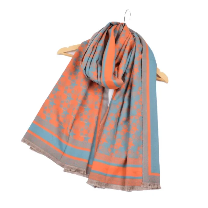 Wholesale 2022 New Ladies Thick Warm Bufanda High Quality Pashmina Shawl Stars Pattern Winter Scarf for Women Cold Weather - Image 6