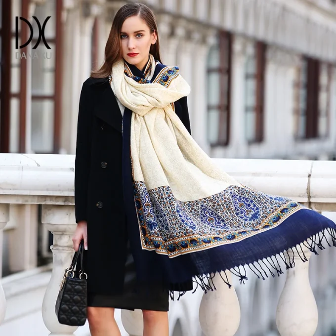 Dana Xu 2023 Oversized Fashion Bandana Scarf Elegant Wool Scarfs for Women Stylish Warm Winter Scarf - Image 2
