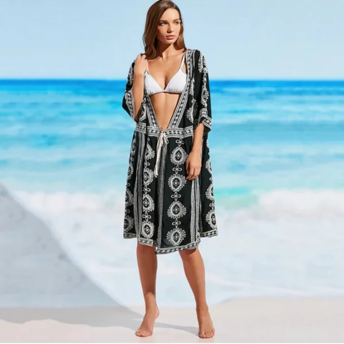 Long Maxi African Dresses Beach Kimono Cover up Ladies' Blouses & Tops - Image 2