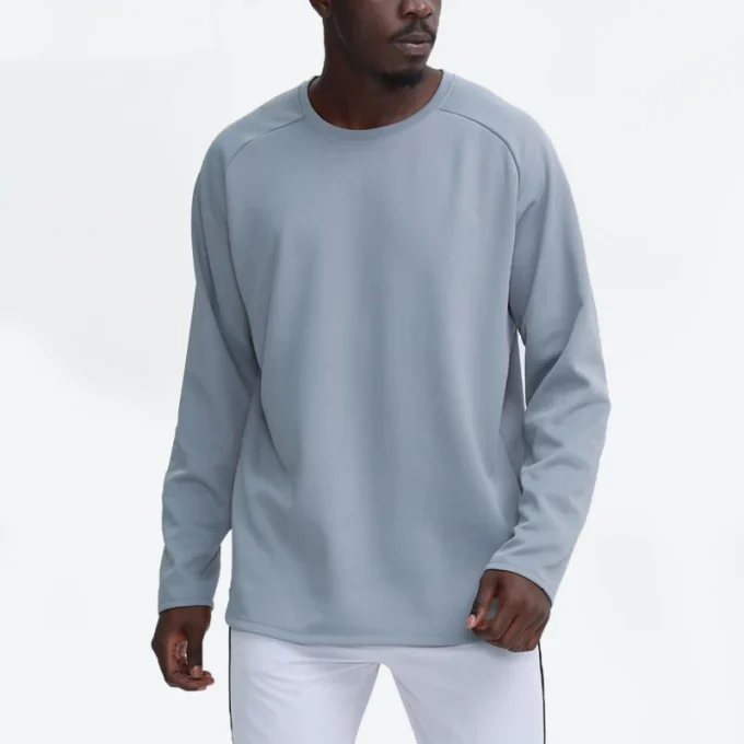 Loose Casual Blank Custom Oem Design Fitness Gym T Shirt Winter Sports Clothes Running Training Tops Men - Image 6