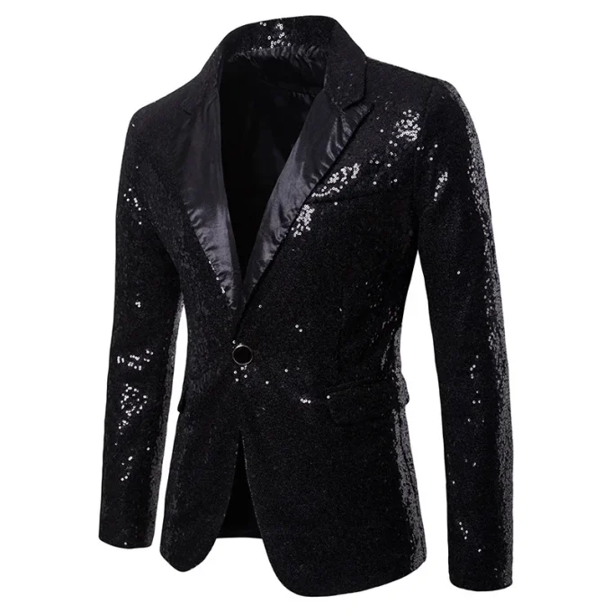 Hot Men Shiny Gold Sequin Glitter Embellished Blazer Jacket Men Nightclub Blazer Wedding Party Suit Jacket Stage Singers Clothes - Image 5