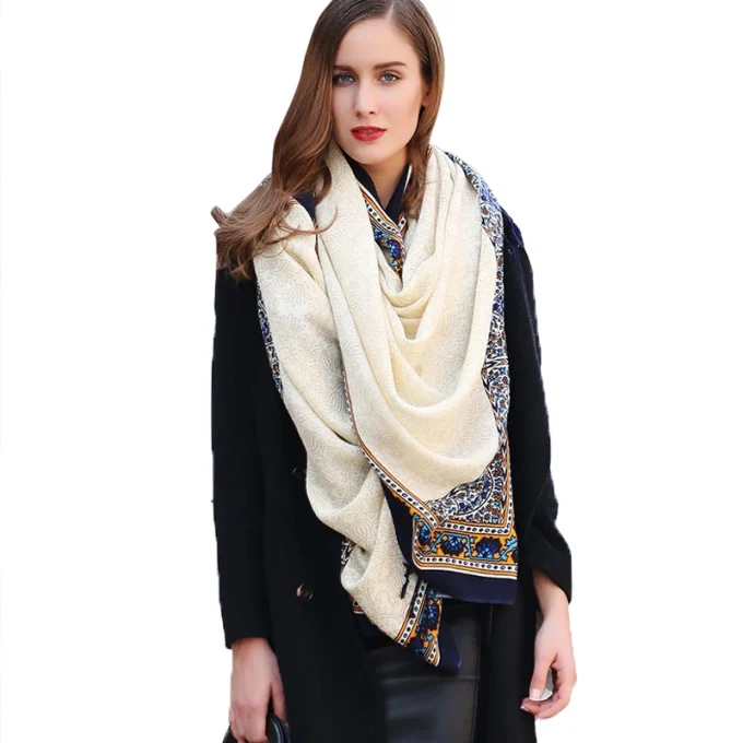 Dana Xu 2023 Oversized Fashion Bandana Scarf Elegant Wool Scarfs for Women Stylish Warm Winter Scarf