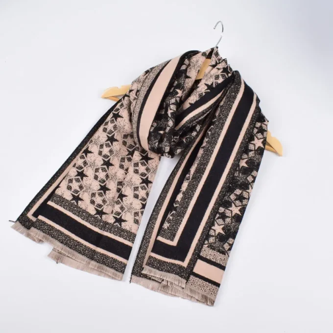 Wholesale 2022 New Ladies Thick Warm Bufanda High Quality Pashmina Shawl Stars Pattern Winter Scarf for Women Cold Weather - Image 4