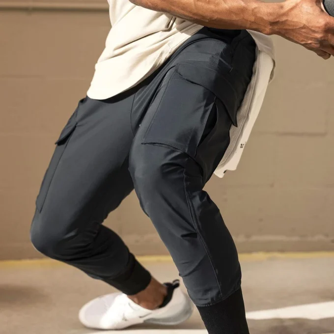 Custom Logo Fitness Workout Bottoms for Men Gym Training Clothing Plain Track Jogger Pants With Side Pockets - Image 4