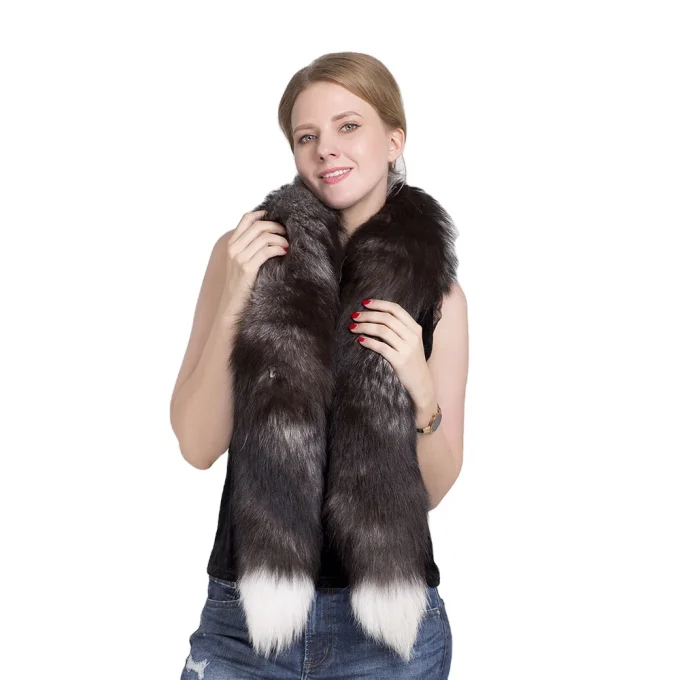 MWFur Fashion Wholesale Factory Hot Sale Fur Stole Fox Fur Boa Scarf for Women and Men Fox Tail Scarf - Image 6