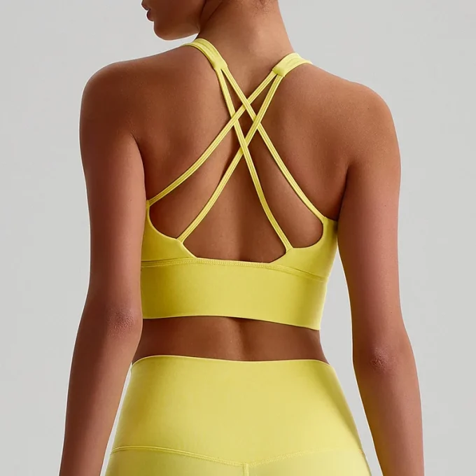 Women Shockproof Push up Cross Back Yoga Straps Sports Gym Bra Underwear 1 Piece Sportswear Plus Size Sports Bra Shirts & Tops