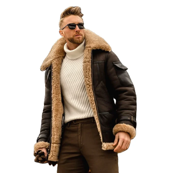 Fashion Jackets Mens Cashmere Thin Jacket Solid Colour Motorcycle Jackets Vintage Streetwear Coats Winter Fleece Outerwear - Image 6