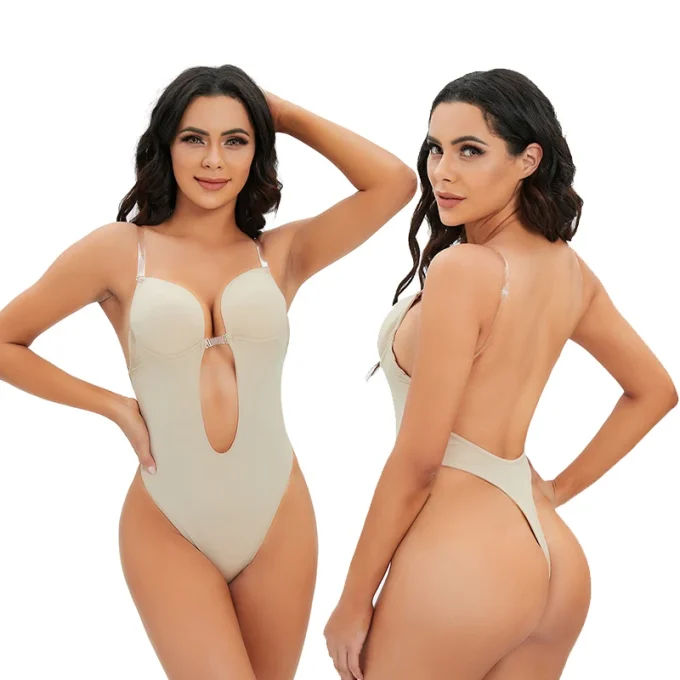 Sexy Bodysuit Corset Clear Strap Backless Shapewear Deep V-Neck Body Shaper Women Thong Waist Trainer Underwear - Image 6