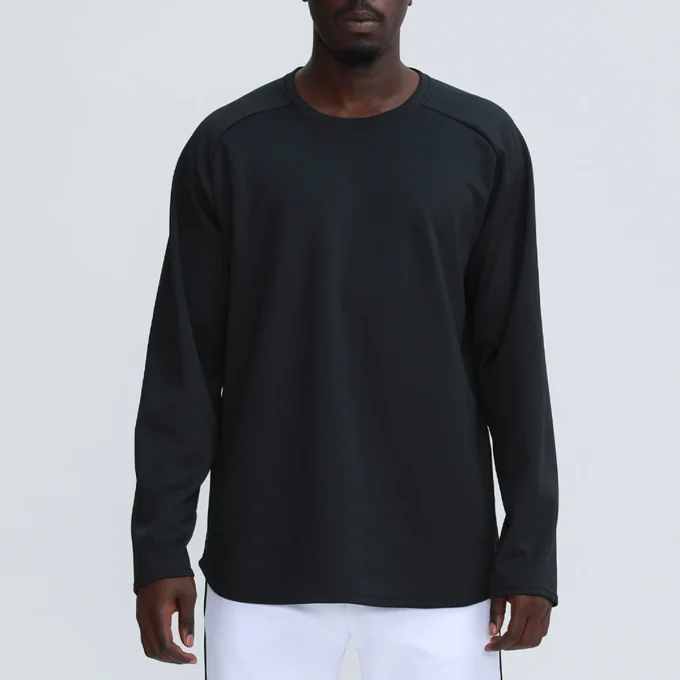Loose Casual Blank Custom Oem Design Fitness Gym T Shirt Winter Sports Clothes Running Training Tops Men - Image 4