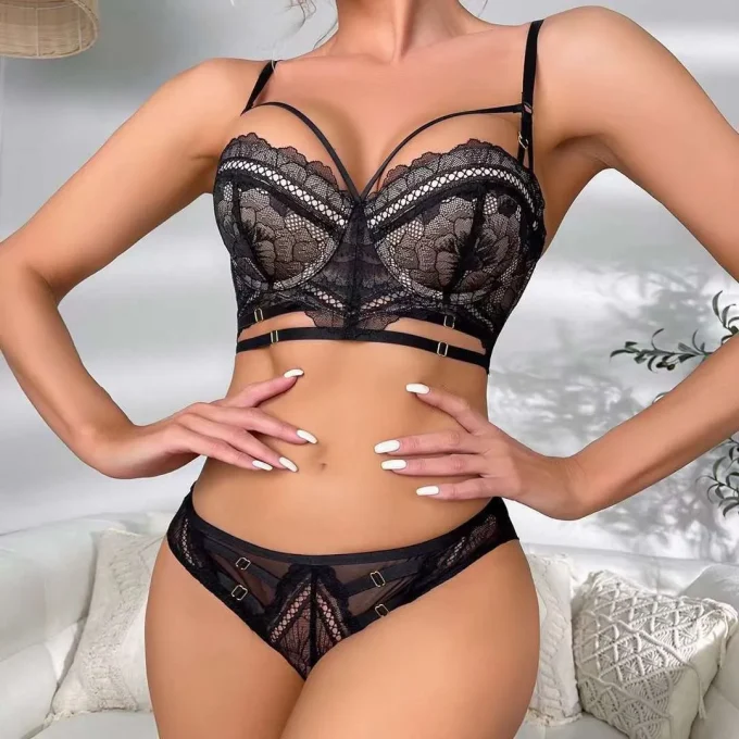 GZSMX-92206 High Quality Women's Vintage Underwear Sets Ladies Two Piece Bra Suit Lingerie Wear