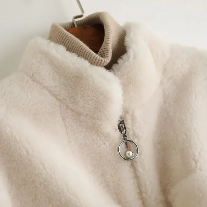 A50049 PUDI Women Winter Real Wool Fur Coat Oversize Female Warm Jacket Real Sheep Shearing Fur Coats Lady Jacket Outerwear - Image 4
