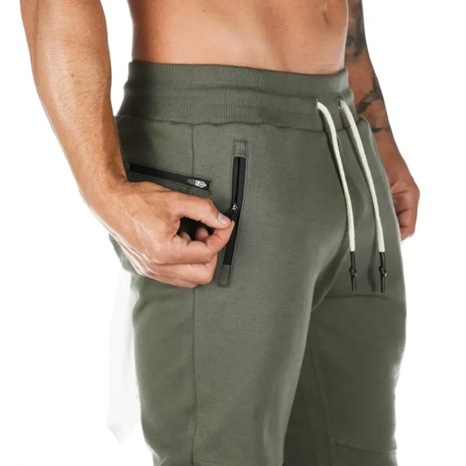 Plus Size Jogger Pants Workout Gym Sweat Trouser Side Zipper Pockets Slim Fit Bottoms Trousers for Men - Image 3