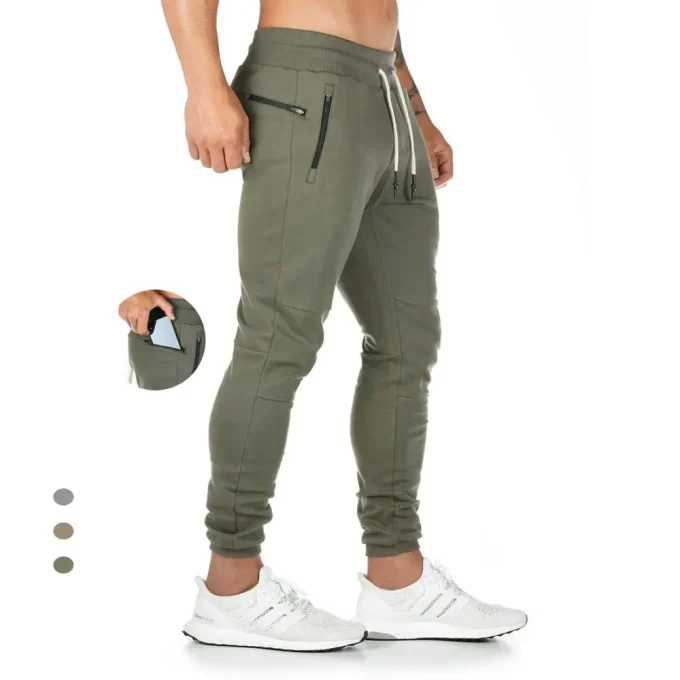 Plus Size Jogger Pants Workout Gym Sweat Trouser Side Zipper Pockets Slim Fit Bottoms Trousers for Men