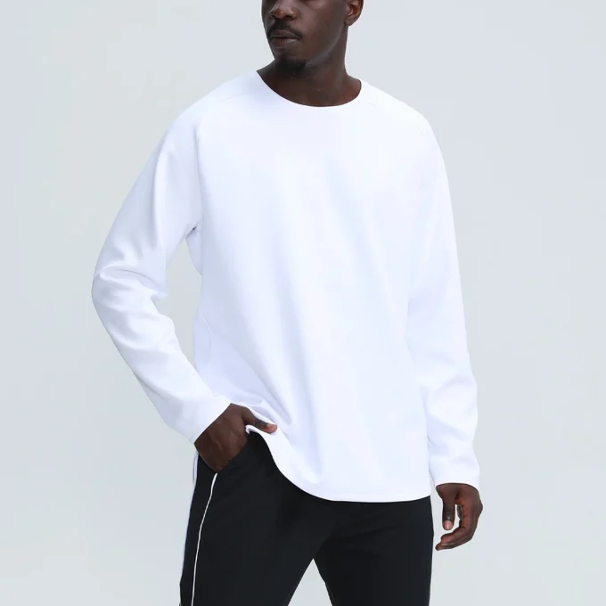 Loose Casual Blank Custom Oem Design Fitness Gym T Shirt Winter Sports Clothes Running Training Tops Men - Image 2
