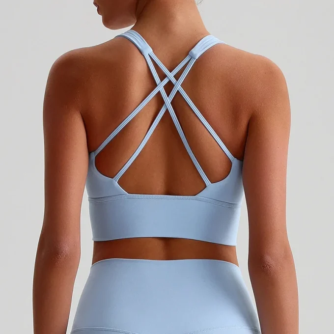 Women Shockproof Push up Cross Back Yoga Straps Sports Gym Bra Underwear 1 Piece Sportswear Plus Size Sports Bra Shirts & Tops - Image 6