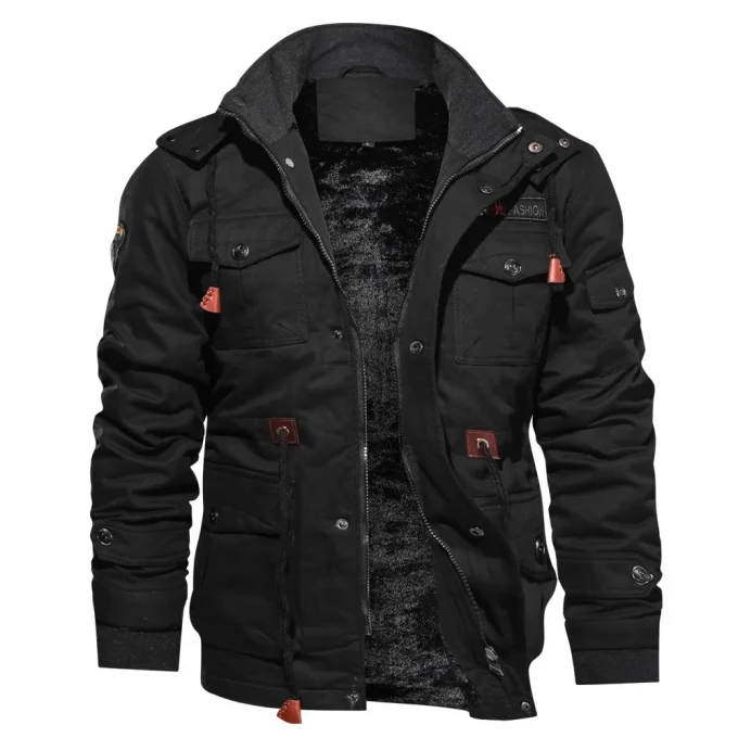 2024 High Quality Custom Design Mens Jacket Winter Fleece Jackets Warm Thicken Outerwear Men's Jackets - Image 3