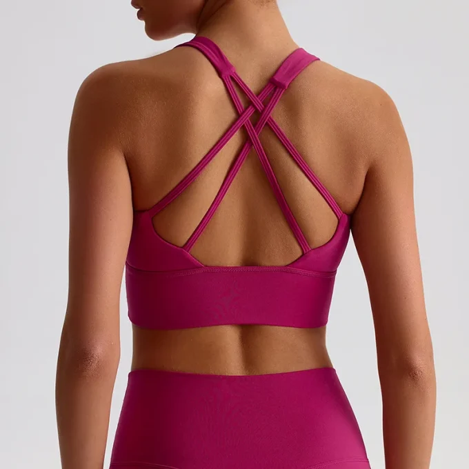 Women Shockproof Push up Cross Back Yoga Straps Sports Gym Bra Underwear 1 Piece Sportswear Plus Size Sports Bra Shirts & Tops - Image 5