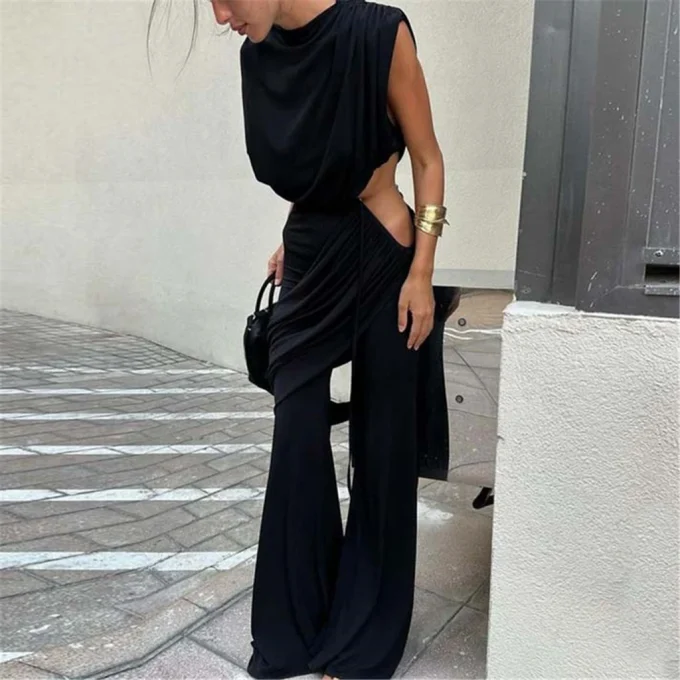 ZHEZHE Fall Women's Streetwear Elegant Two Piece Sets Fashion Tops Flared Pant Suit - Image 4