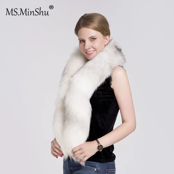 MWFur Fashion Wholesale Factory Hot Sale Fur Stole Fox Fur Boa Scarf for Women and Men Fox Tail Scarf - Image 2