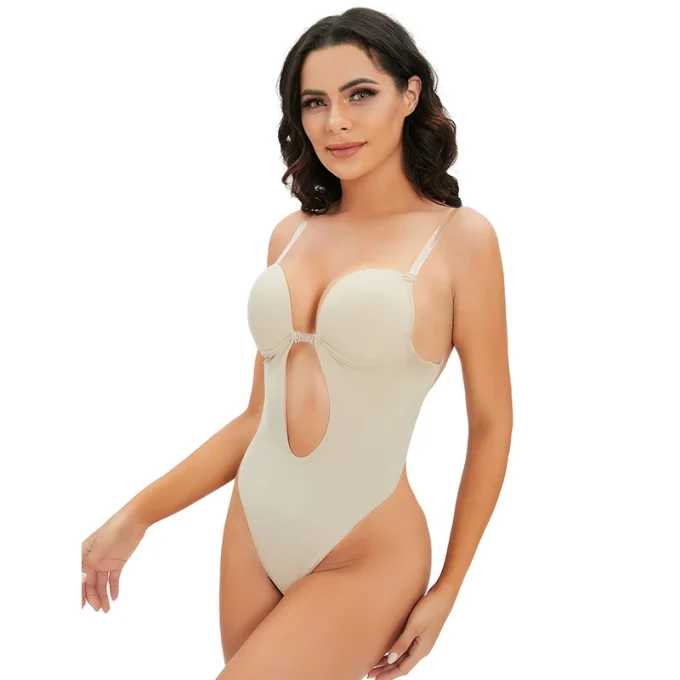 Sexy Bodysuit Corset Clear Strap Backless Shapewear Deep V-Neck Body Shaper Women Thong Waist Trainer Underwear - Image 3