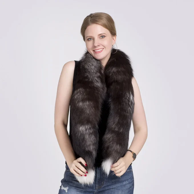 MWFur Fashion Wholesale Factory Hot Sale Fur Stole Fox Fur Boa Scarf for Women and Men Fox Tail Scarf - Image 3