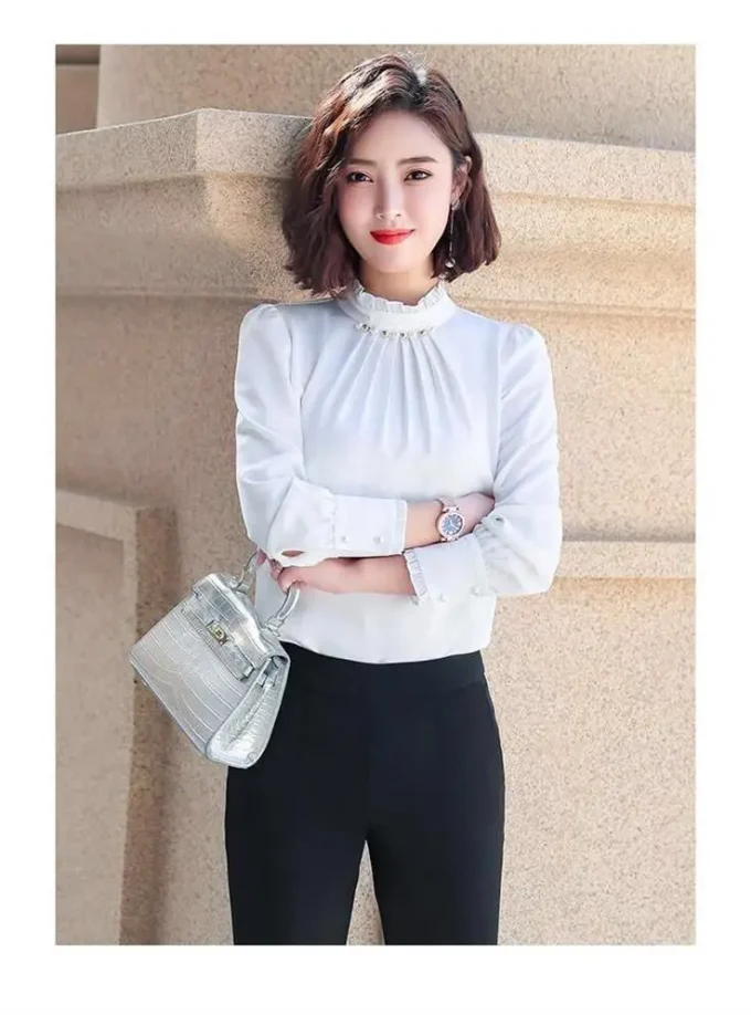 YiXin S-5XL Loose Solid Color Long Sleeve Satin Shirt Spring Autumn Korean Fashion Blouses Elegant Women Tops for Women 2022 - Image 5