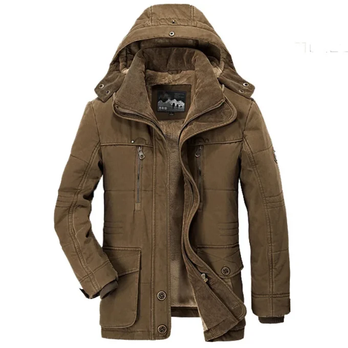 Winter Fleece Jacket Men Casual Parka Thick Thermal Coat Jackets Outwear Hooded Jacket Mens Clothes Plus Size - Image 4