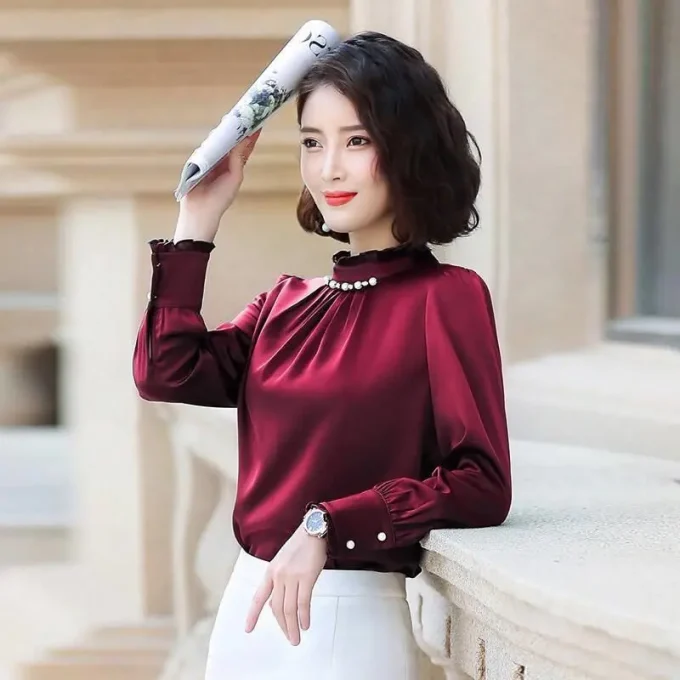 YiXin S-5XL Loose Solid Color Long Sleeve Satin Shirt Spring Autumn Korean Fashion Blouses Elegant Women Tops for Women 2022 - Image 2