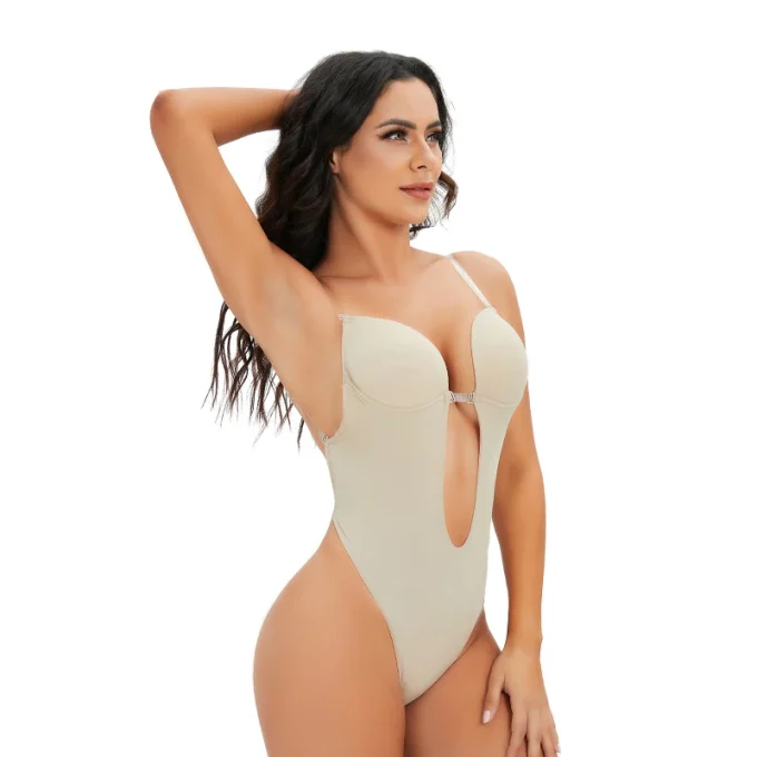 Sexy Bodysuit Corset Clear Strap Backless Shapewear Deep V-Neck Body Shaper Women Thong Waist Trainer Underwear - Image 2