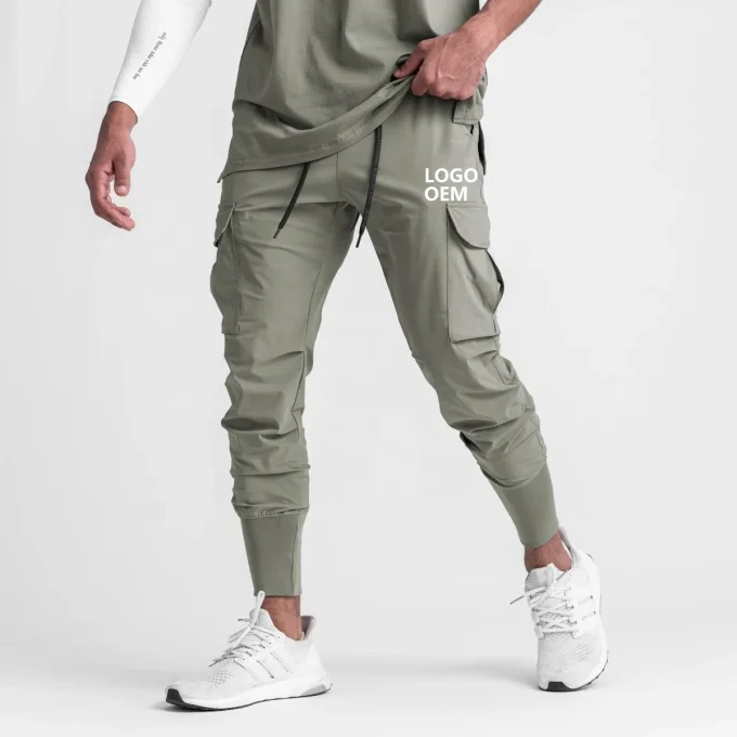 Custom Logo Fitness Workout Bottoms for Men Gym Training Clothing Plain Track Jogger Pants With Side Pockets - Image 6